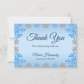 Quinceañera IJsblauw Zilver Winter Sneeuwvlok Bedankkaart (Voorkant)