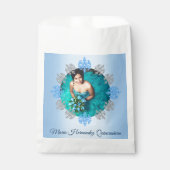 Quinceañera IJsblauw Zilver Winter Sneeuwvlok Bedankzakje (Voorkant)