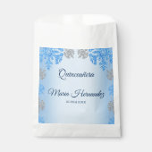 Quinceañera IJsblauw Zilver Winter Sneeuwvlok Bedankzakje (Voorkant)