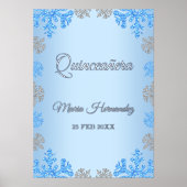 Quinceañera IJsblauw Zilver Winter Sneeuwvlok Folie Afdrukken (Voorkant)