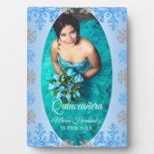 Quinceañera IJsblauw Zilver Winter Sneeuwvlok Fotoplaat (voorkant)