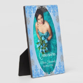 Quinceañera IJsblauw Zilver Winter Sneeuwvlok Fotoplaat (Zijkant)