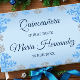 Quinceañera IJsblauw Zilver Winter Sneeuwvlok Gastenboek