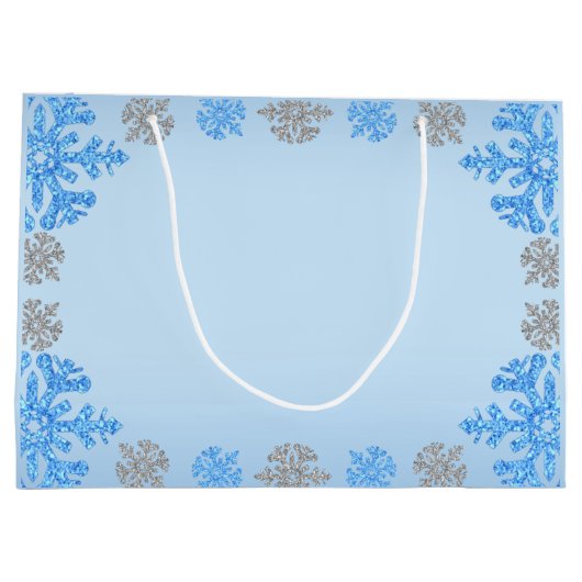 Quinceañera IJsblauw Zilver Winter Sneeuwvlok Groot Cadeauzakje (Achterkant)