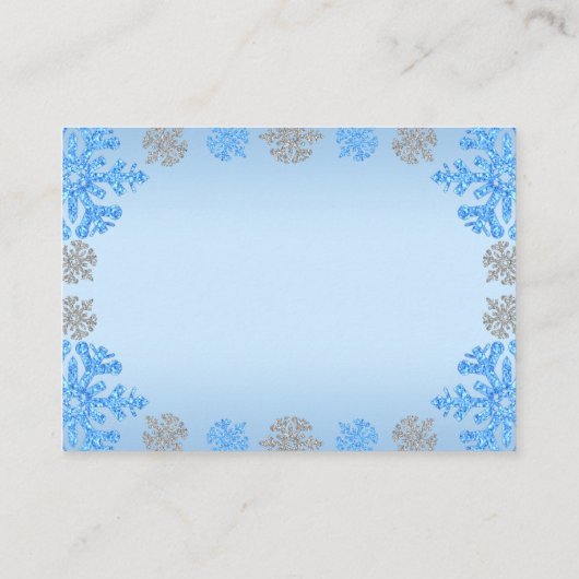 Quinceañera IJsblauw Zilver Winter Sneeuwvlok Informatiekaartje (Achterkant)