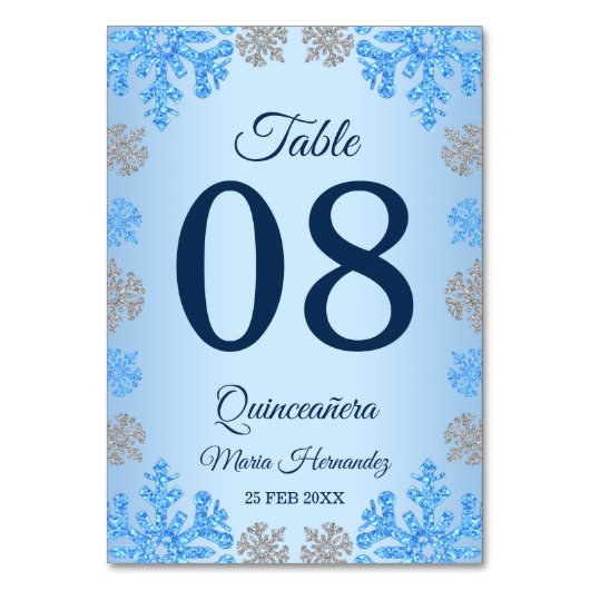 Quinceañera IJsblauw Zilver Winter Sneeuwvlok Kaart (Achterkant)