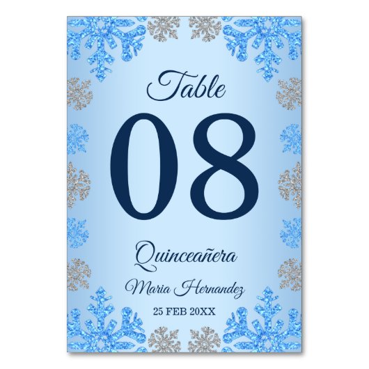Quinceañera IJsblauw Zilver Winter Sneeuwvlok Kaart (Voorkant)