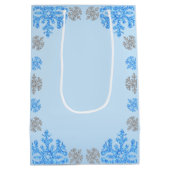 Quinceañera IJsblauw Zilver Winter Sneeuwvlok Medium Cadeauzakje (Achterkant)