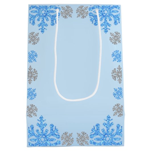 Quinceañera IJsblauw Zilver Winter Sneeuwvlok Medium Cadeauzakje (Achterkant)