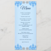 Quinceañera IJsblauw Zilver Winter Sneeuwvlok Menu (Voorkant)