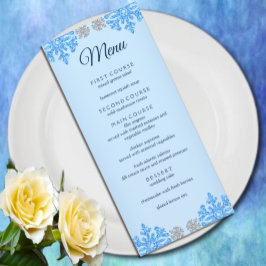 Quinceañera IJsblauw Zilver Winter Sneeuwvlok Menu