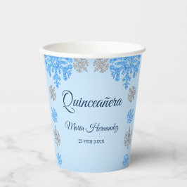 Quinceañera IJsblauw Zilver Winter Sneeuwvlok Papieren Bekers