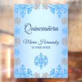 Quinceañera IJsblauw Zilver Winter Sneeuwvlok Raamsticker (Vel 2)