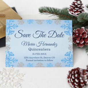 Quinceañera IJsblauw Zilver Winter Sneeuwvlok Save The Date