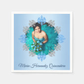 Quinceañera IJsblauw Zilver Winter Sneeuwvlok Servet (Voorkant)