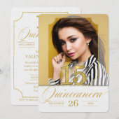 Quinceanera in Gold English Language met Foto Kaart (Voorkant / Achterkant)