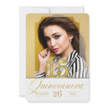 Quinceanera in Gold English Language met Foto