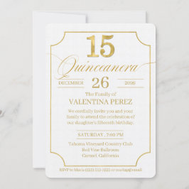 Quinceanera in Gold English Language met Foto Kaart