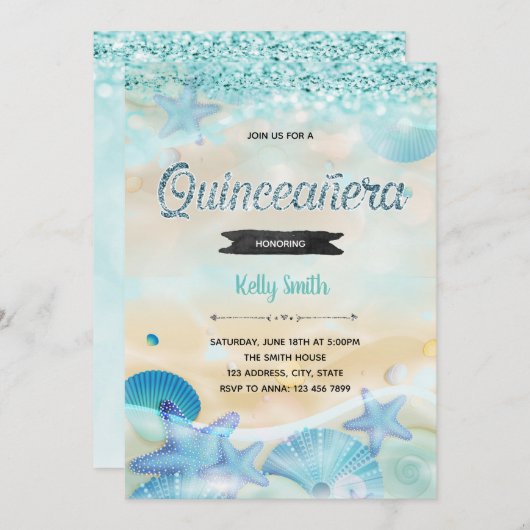 Quinceanera in het kader van de uitnodiging van de (Voorkant / Achterkant)