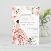 Quinceanera  in Roze Prachtige Blush 15 dagen Kaart (Staand voorkant)