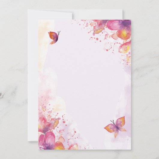 Quinceañera in waterverf met vlinders save the date (Achterkant)