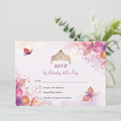 Quinceañera in waterverf vlinders RSVP-kaart Kaart (Staand voorkant)