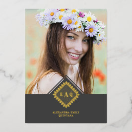 Quinceañera Initials Ornamental Lace Sophisticated Folie Uitnodiging