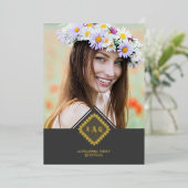 Quinceañera Initials Ornamental Lace Sophisticated Folie Uitnodiging (Staand Voorkant)