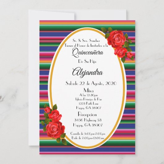 Quinceanera Invitacion/Invitacion Kaart (Voorkant)