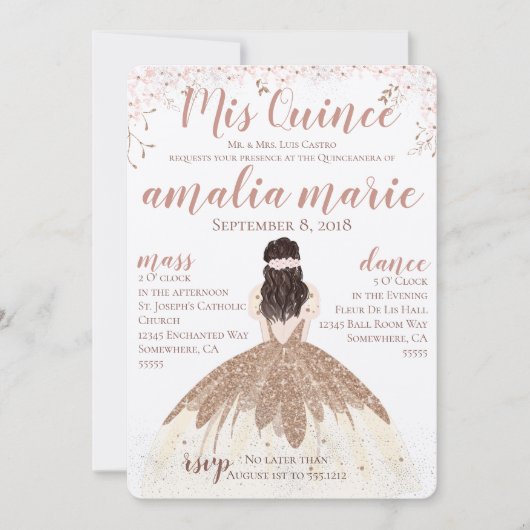 QUINCEANERA-INVITATIE KAART (Voorkant)