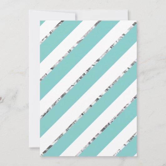 Quinceañera Invitation, Aqua, Silver, Crown Kaart (Achterkant)