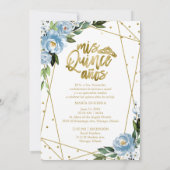 Quinceanera Invitation Bilingual Blue Gold Foil Kaart (Achterkant)