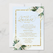 Quinceanera Invitation Bilingual Blue Gold Foil Kaart (Voorkant)