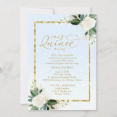 Quinceanera Invitation Bilingual Blue Gold Foil Kaart (Achterkant)