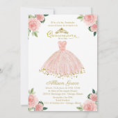 Quinceanera Invitation Bilingual Pink Blush Gown Kaart (Achterkant)
