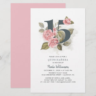 Quinceanera Invitation Floral 15th Birthday Party Briefpapier