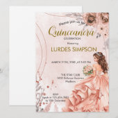Quinceañera invitation Floral Rose Kaart (Voorkant / Achterkant)