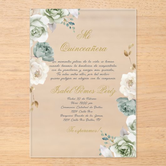 Quinceanera invitation in Spanish Acryl Uitnodigingen (Voorkant)