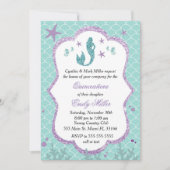 Quinceañera Invitation Mermaid Paars Blauwgroen Kaart (Voorkant)