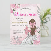  Quinceañera invitation Pink  Kaart (Staand voorkant)