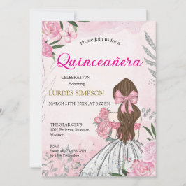  Quinceañera invitation Pink  Kaart