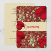 Quinceanera Invitation, Red Roses, Aangepast Kaart (Voorkant / Achterkant)