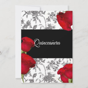 Quinceanera Invitation, Red Roses, Aangepast Kaart