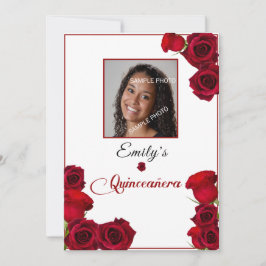 Quinceanera Invitation  Red Roses Kaart