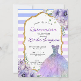  Quinceañera invitation shades of Purple Kaart