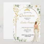 Quinceañera invitation White Floral  Kaart (Voorkant / Achterkant)