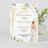  Quinceañera invitation White Floral  Kaart (Staand voorkant)