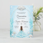 Quinceanera Invitation with an ocean theme  Kaart (Staand voorkant)