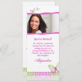 Quinceanera Invitations Butterfly Lace PG2 Kaart (Voorkant / Achterkant)