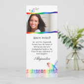 Quinceanera Invitations Butterfly Lace Rainbow Kaart (Staand voorkant)